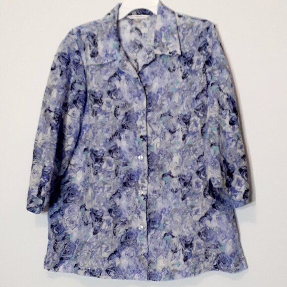 ALLISON DALEY Long Sleeve Chiffon Button Blouse; Lavender; Size 12 - Picture 1 of 4